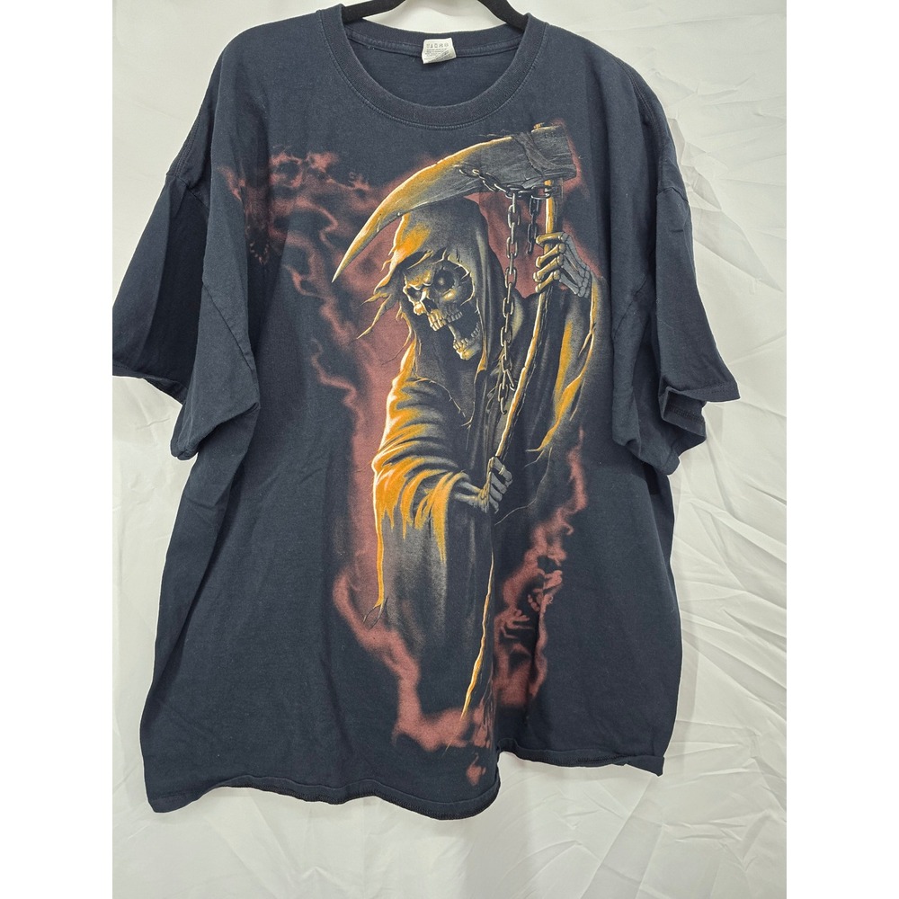 Fruit of the Loom HD Cotton Grim Reaper Graphic T-Shirt Mens 3XL Black Gothic T